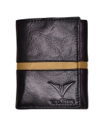 Tan and Black Trifold leather wallet for men with RFID security