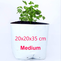 Grow Bag 20x20x35 cm - Ideal for Vegetable & Flowering Plants, Durable White Exterior with Black Inner Lining, UV-Stabilized, Reusable, Pack of 5