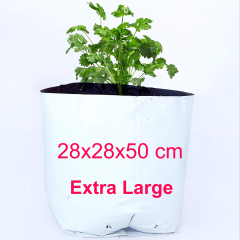 Grow Bag 28x28x50 cm - Ideal for Vegetable & Flowering Plants, Durable White Exterior with Black Inner Lining, UV-Stabilized, Reusable, Pack of 5