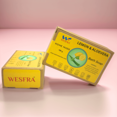 WESFRA Lemon & Aloe Vera Homemade Soap, 100g, Pack of 6 - Natural, Hydrating, Refreshing