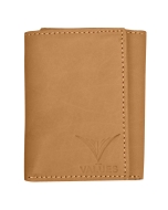 Tan Trifold leather wallet for men with RFID security