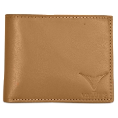 Tan Bifold leather wallet for men with RFID security