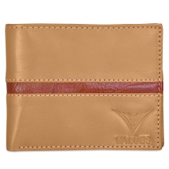 Tan-brown bifold leather wallet for men with RFID security