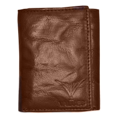 Brown Trifold leather wallet for men with RFID security