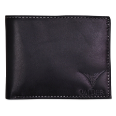 Black Plain Bifold leather wallet for men with RFID security