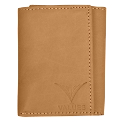 Tan Trifold leather wallet for men with RFID security