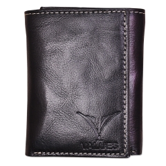 Black Trifold leather wallet for men with RFID security