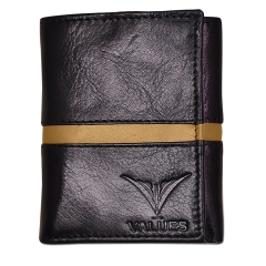 Tan and Black Trifold leather wallet for men with RFID security