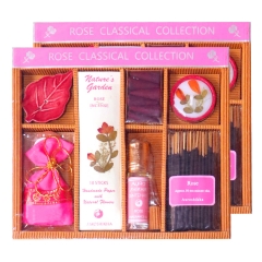 Rose Classical Collection Set (Pack of 2) Rose Cones | Perfume Oil | Scented Sachet | Perfumed Candle | Incense Sticks | Incense Stand