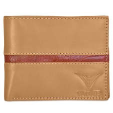 Tan-brown bifold leather wallet for men with RFID security