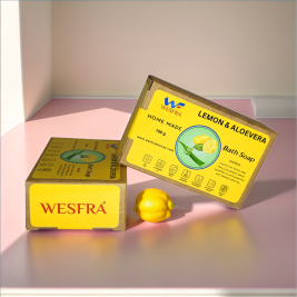 WESFRA Lemon & Aloe Vera Homemade Soap, 100g, Pack of 6 - Natural, Hydrating, Refreshing